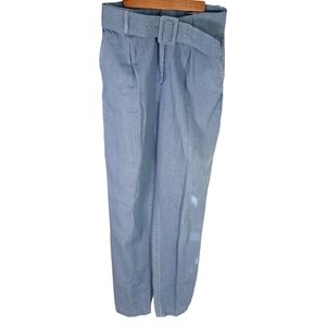 Zara Basic, Z1975 Denim Medium High Waisted Light Blue Belted, Womens Pants